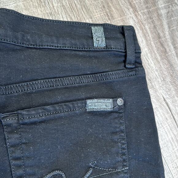 7 FOR ALL MANKIND Women’s Black Raw Hem Denim Jean Shorts - Picture 8 of 9